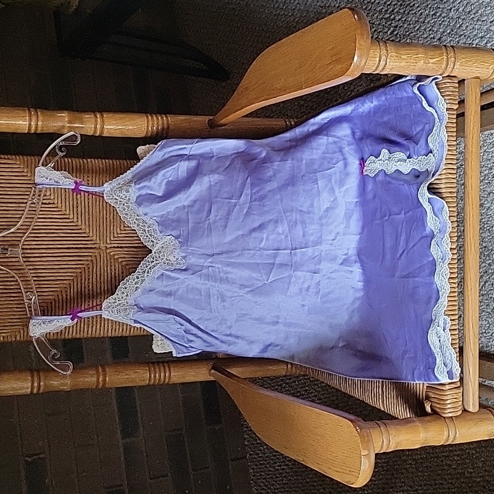 Victoria's Secret purple iridescent lace bow nighty, size L